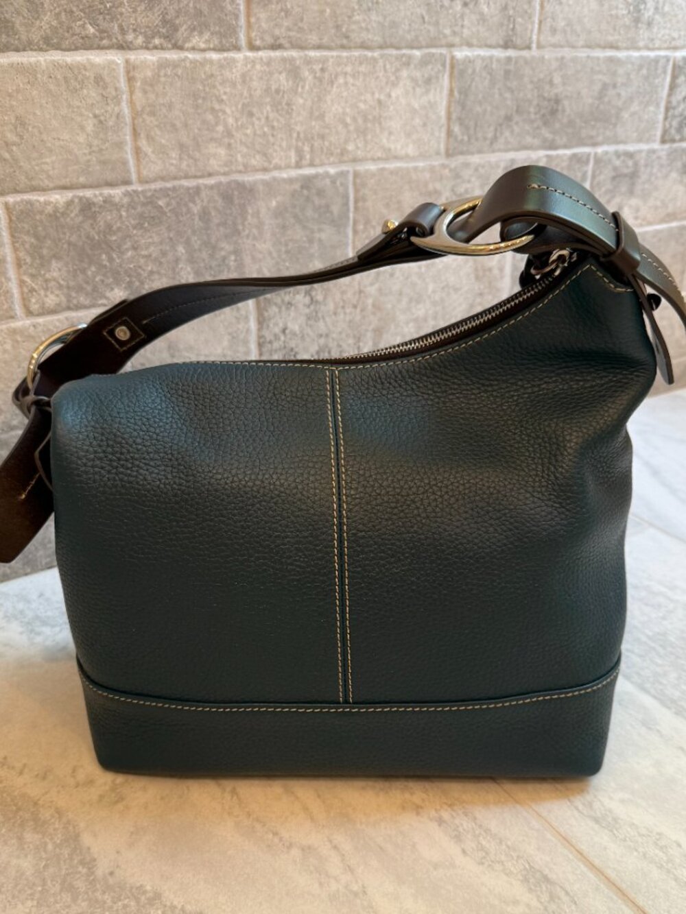 Dooney & Bourke Teal Pebbled Leather Gracie Shoulder Bag - Picture 2 of 7